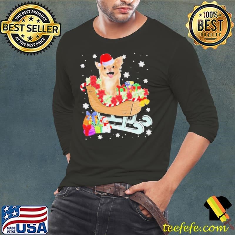 Cute Chihuahua Dog Christmas Santa Hat Xmas Puppy Lover Long Sleeve Tee