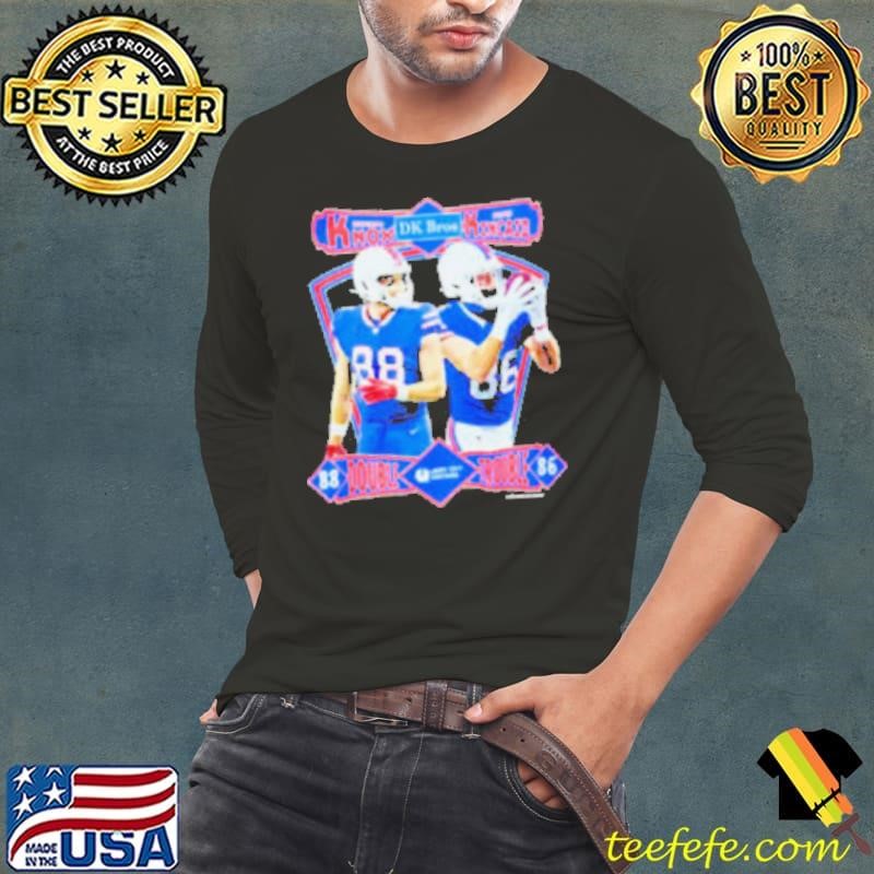 Dawson Knox and Dalton Kincaid Double Trouble DK Bros Buffalo Bills Long Sleeve Tee