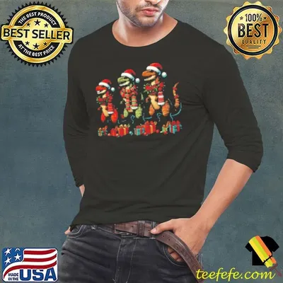 Dinosaur With Santa Hat Merry Christmas Shirt