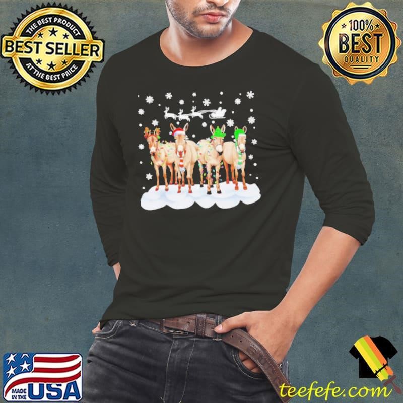 Donkey Christmas santa hat farmer shirt