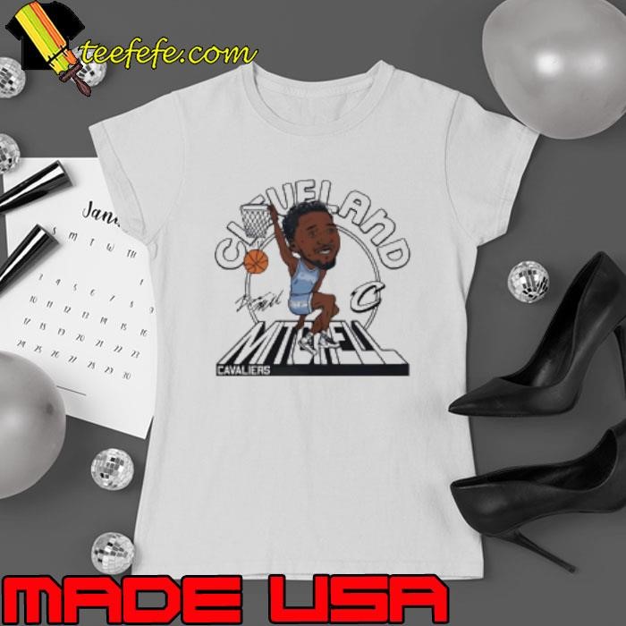 Donovan Mitchell Cleveland Cavaliers caricature signature Ladies tee