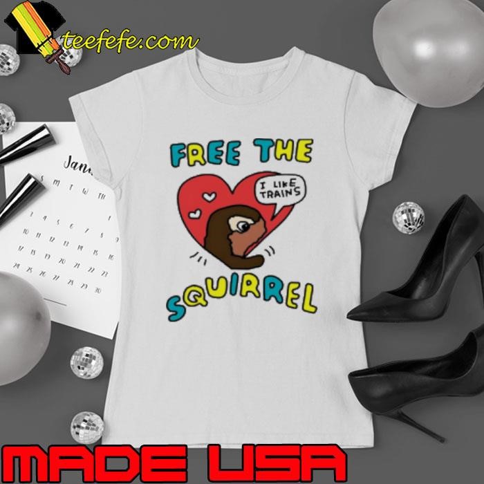 Free the squirrels I like trains Ladies tee