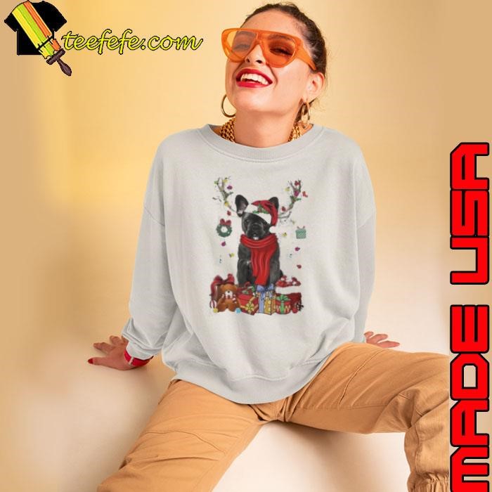 French Bulldog Reindeer Xmas Lights Merry Christmas Sweatshirt