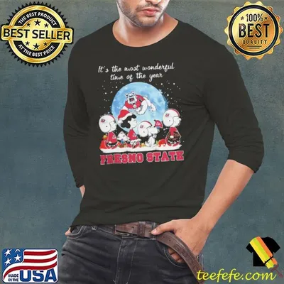 Fresno State Bulldogs It The Most Wonderful Time Of The Year Peanut Characters Christmas Shirt