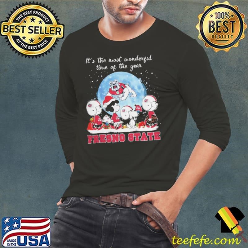 Fresno State Bulldogs It The Most Wonderful Time Of The Year Peanut Characters Christmas Shirt
