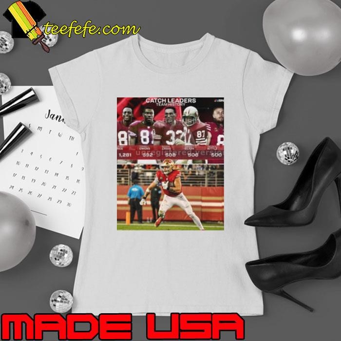 George Kittle is in an ELITE club in 49ers history Catch Leaders Team History Poster shirt