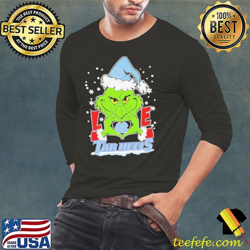 Grinch Hand Love North Carolina Tar Heels Christmas Long Sleeve Tee