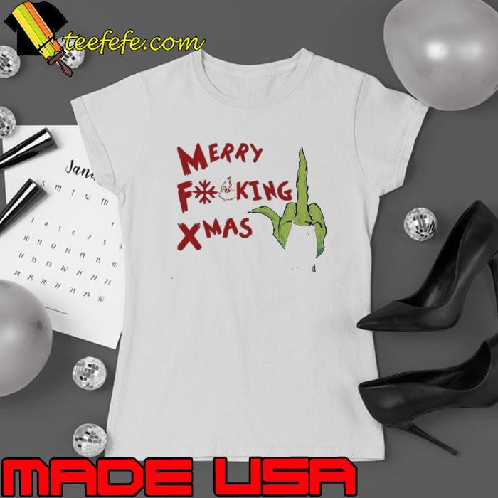 Grinch Hand Merry Fucking Xmas Christmas Ladies tee