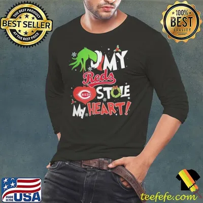 Grinch Hand My Cincinnati Reds Stole My Heart Christmas 2024 Shirt