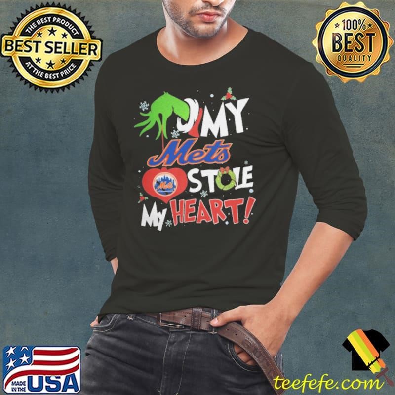 Grinch Hand My New York Mets Stole My Heart Christmas 2024 Shirt
