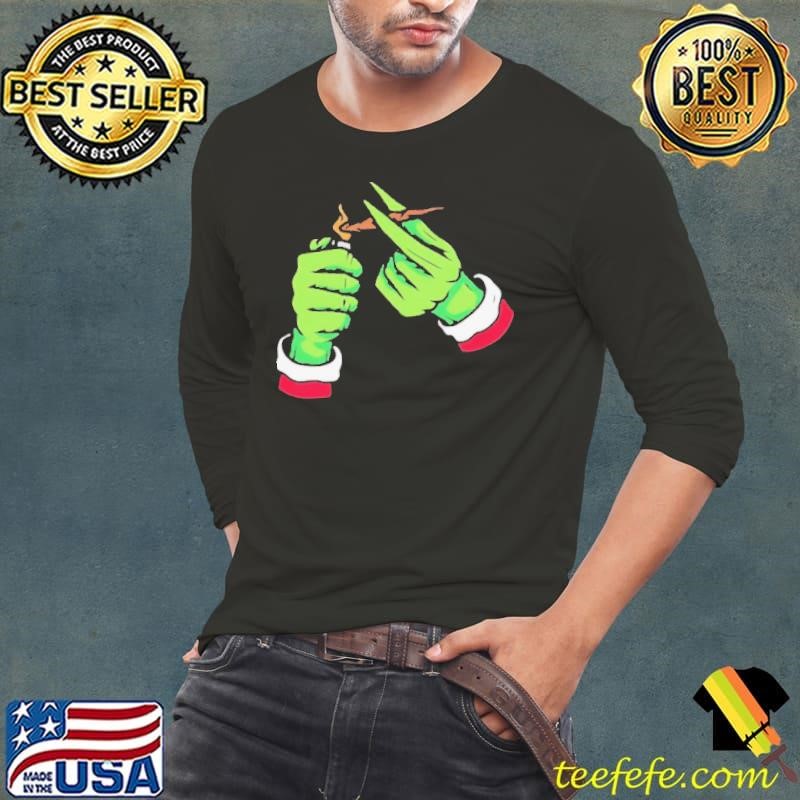 Grinch smoking cannabis Christmas Shirt