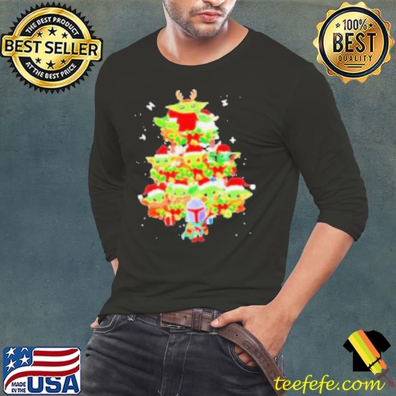 Grogu Santa Christmas tree Merry Christmas Long Sleeve Tee