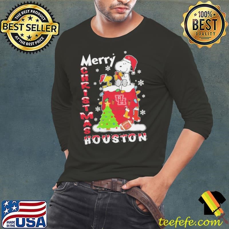 Houston Cougars Snoopy And Woodstock Merry Christmas Shirt