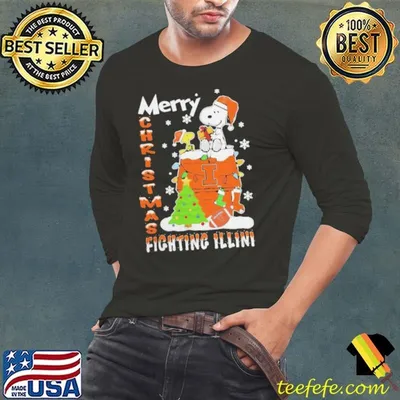 Illinois Fighting Illini Snoopy And Woodstock Merry Christmas Shirt