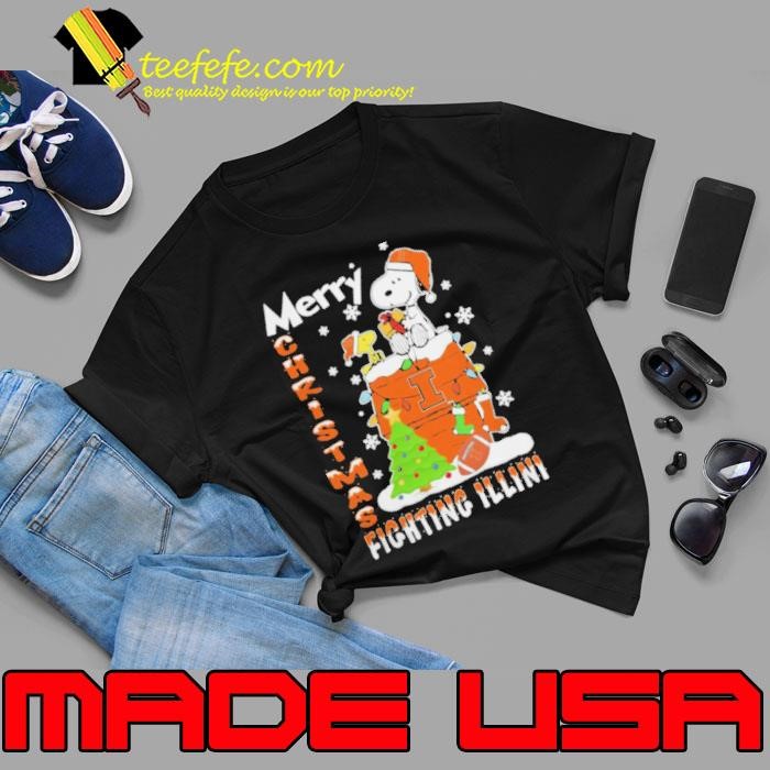 Illinois Fighting Illini Snoopy And Woodstock Merry Christmas Unisex