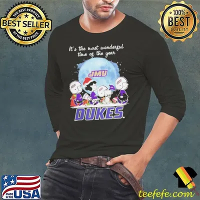 James Madison Dukes It The Most Wonderful Time Of The Year Peanut Characters Christmas Shirt