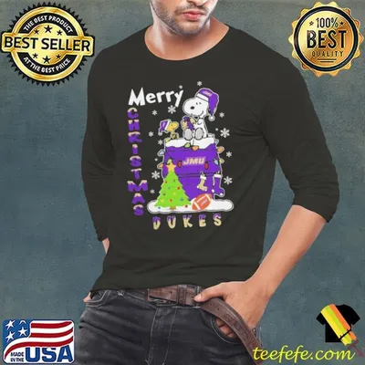 James Madison Dukes Snoopy And Woodstock Merry Christmas Shirt
