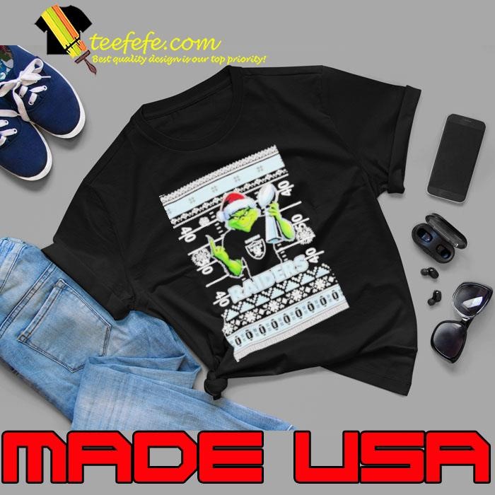 Las Vegas Raiders X Grinch Christmas with Super Bowl Trophy ugly Christmas Unisex