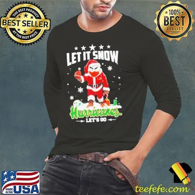 Let it snow Miami Hurricanes mascot with Santa dress Christmas shirt