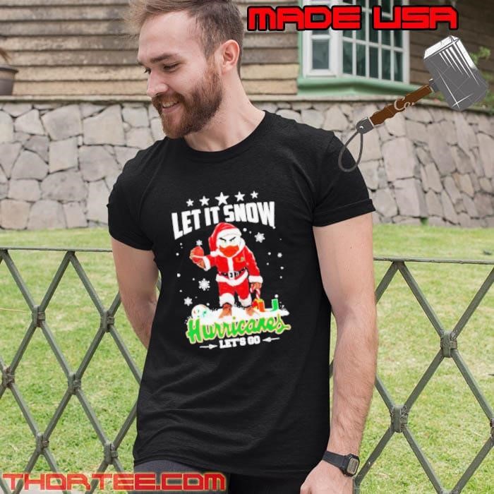 Let it snow Miami Hurricanes mascot with Santa dress Christmas Unisex