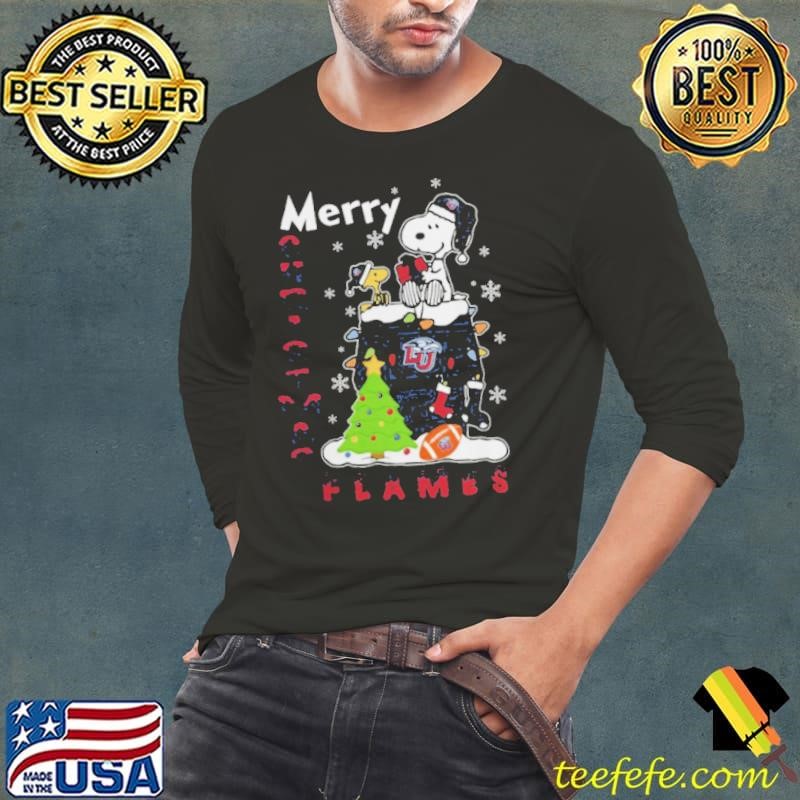 Liberty Flames Snoopy And Woodstock Merry Christmas Long Sleeve Tee