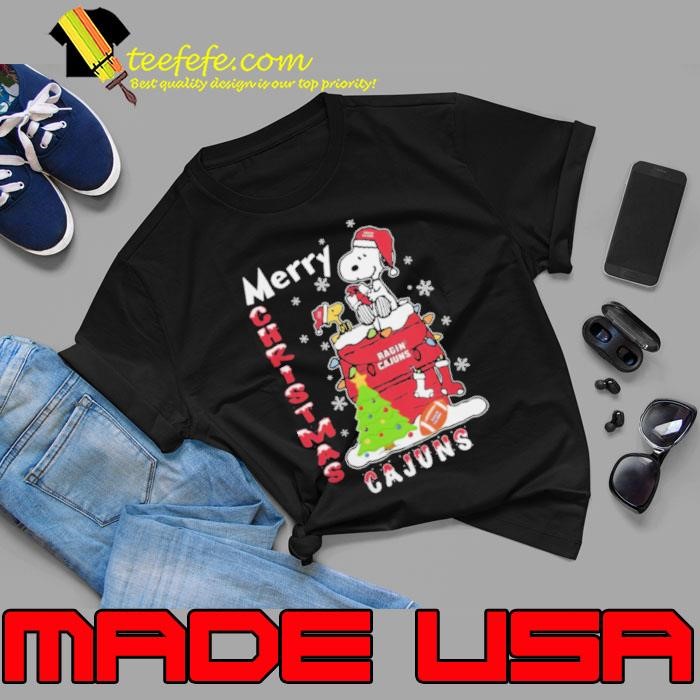 Louisiana Ragin’ Cajuns Snoopy And Woodstock Merry Christmas Unisex