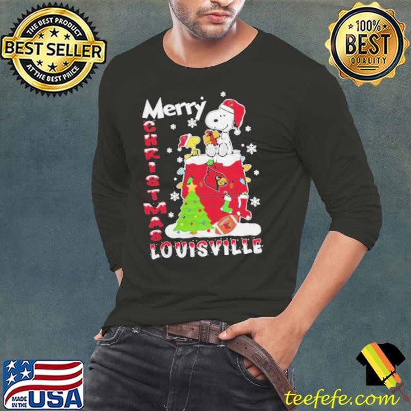 Louisville Cardinals Snoopy And Woodstock Merry Christmas Shirt