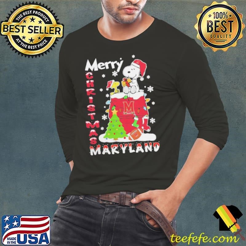 Maryland Terrapins Snoopy And Woodstock Merry Christmas Shirt