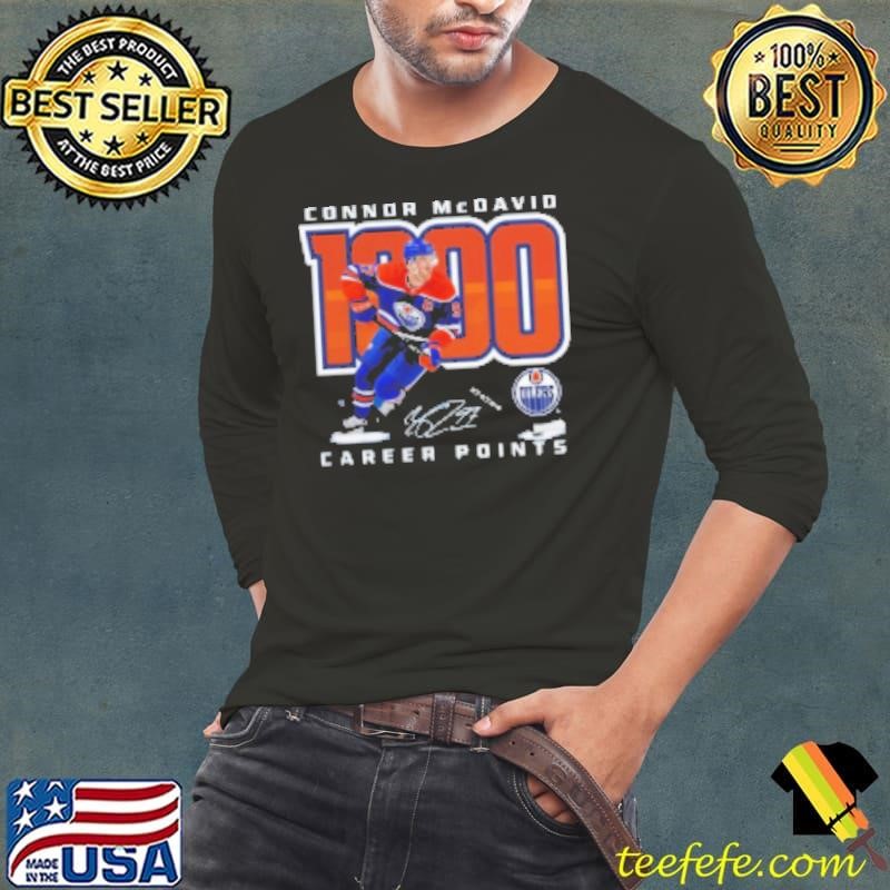 McDavid Edmonton Oilers 1,000 Career Points Long Sleeve Tee