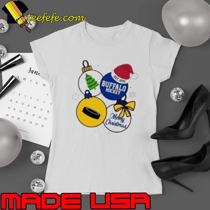 Merry Christmas Buffalo Hockey Est 1970 Ladies tee