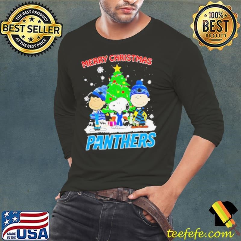 Merry Christmas Carolina Panthers X Peanuts characters 2024 Long Sleeve Tee