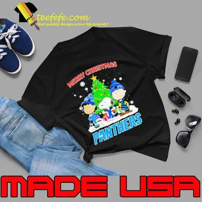 Merry Christmas Carolina Panthers X Peanuts characters 2024 shirt