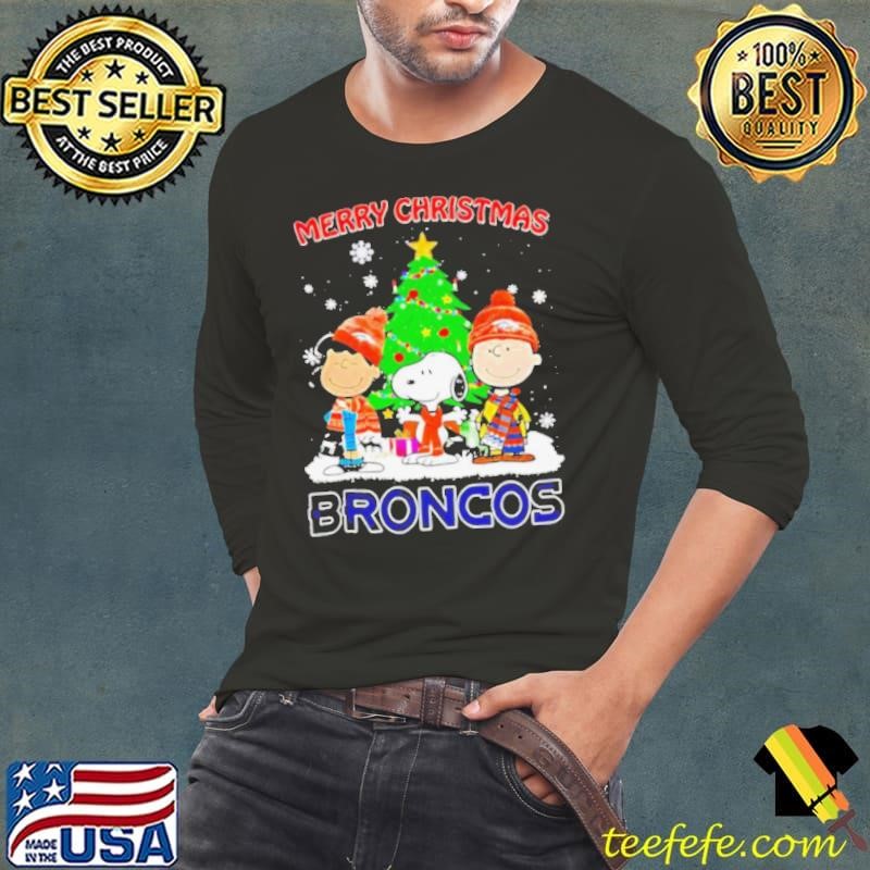Merry Christmas Denver Broncos X Peanuts characters 2024 Long Sleeve Tee