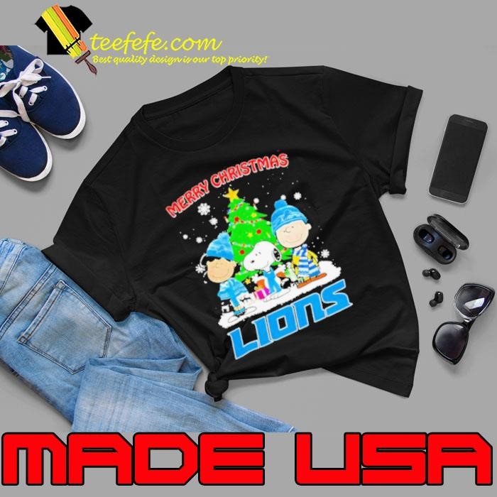 Merry Christmas Detroit Lions X Peanuts characters 2024 shirt