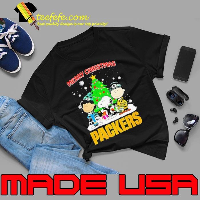 Merry Christmas Green Bay Packers X Peanuts characters 2024 shirt