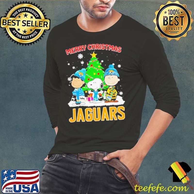 Merry Christmas Jacksonville Jaguars X Peanuts characters 2024 Long Sleeve Tee