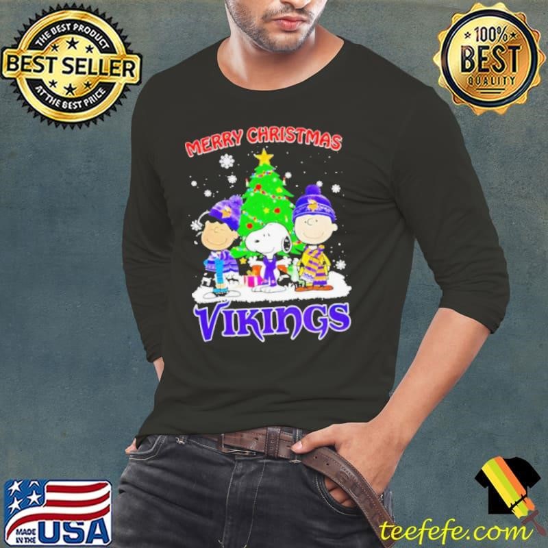 Merry Christmas Minnesota Vikings X Peanuts characters 2024 Long Sleeve Tee