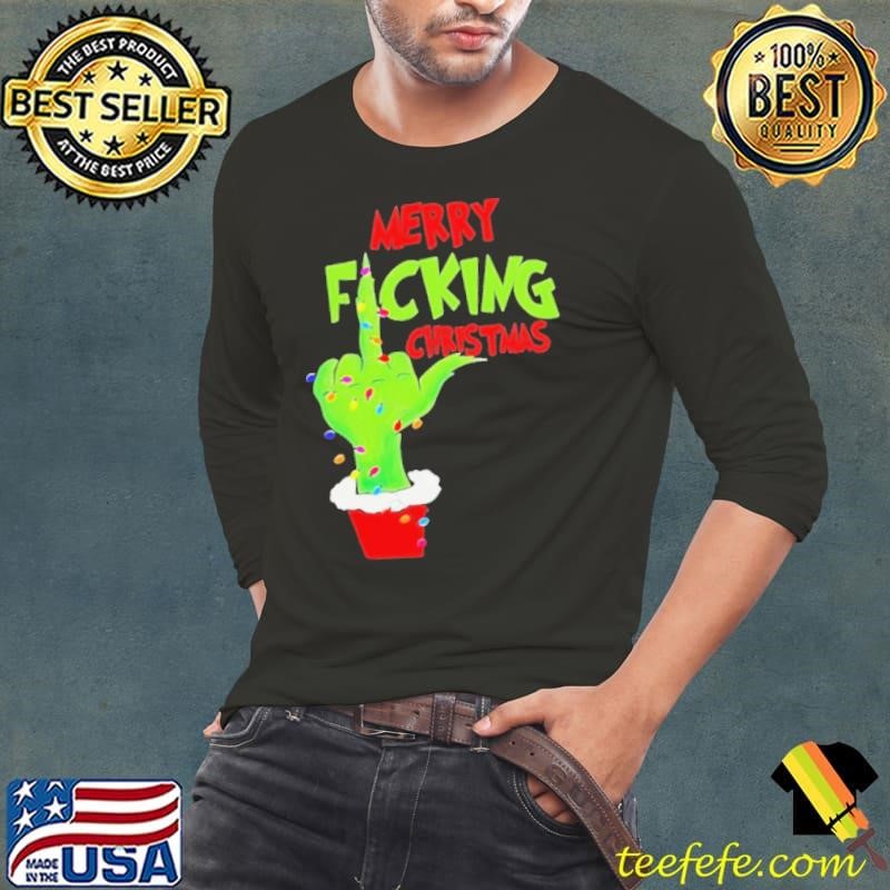 Merry Fucking Christmas Hand Grinch Light Long Sleeve Tee