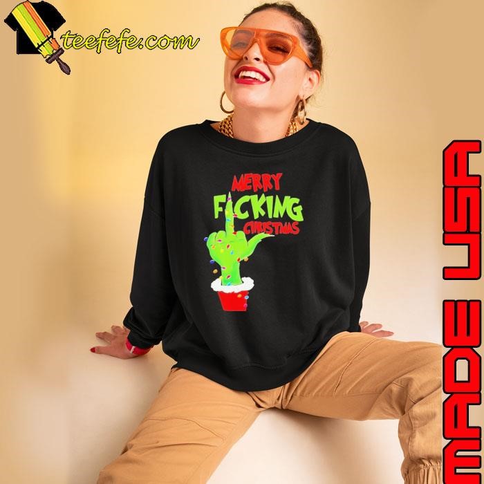 Merry Fucking Christmas Hand Grinch Light Sweatshirt