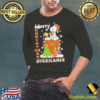 Miami Hurricanes Snoopy And Woodstock Merry Christmas Shirt