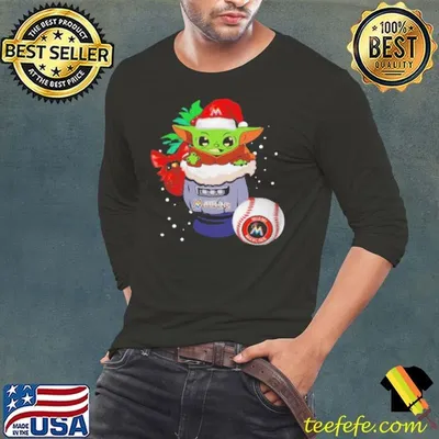 Miami Marlins Christmas Baby Yoda Star Wars Funny Happy MLB shirt