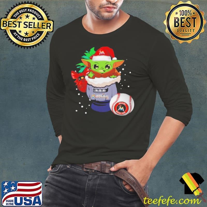 Miami Marlins Christmas Baby Yoda Star Wars Funny Happy MLB shirt