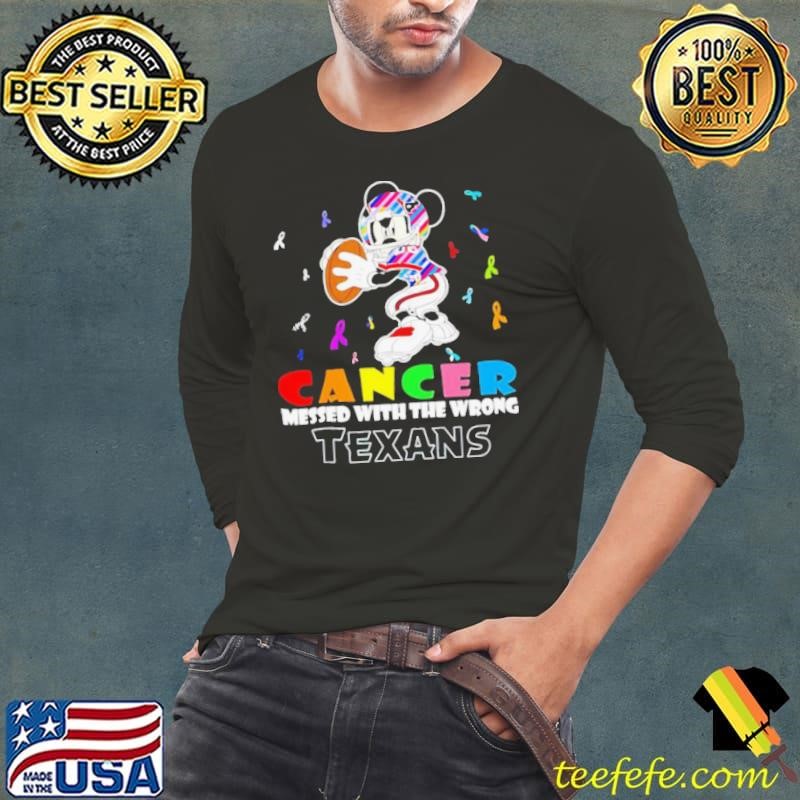 Mickey Cancer messed with wrong Houston Texans Long Sleeve Tee