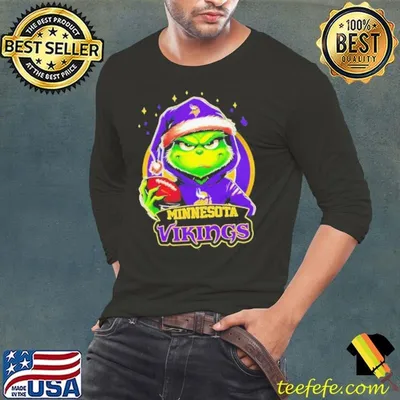 Minnesota Vikings Grinch wearing Santa hat Christmas 2024 shirt