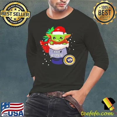 Nashville Predators Christmas Baby Yoda Star Wars Funny Happy NHL shirt