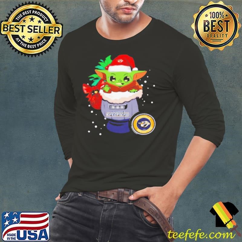 Nashville Predators Christmas Baby Yoda Star Wars Funny Happy NHL shirt