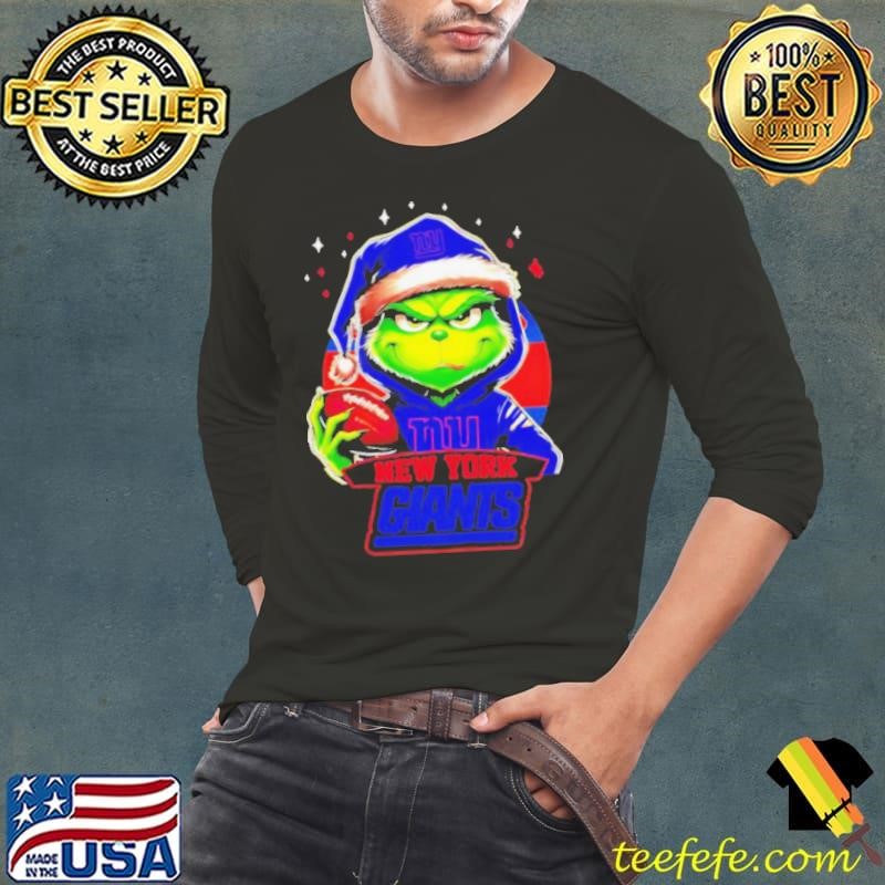 New York Giants Grinch wearing Santa hat Christmas 2024 Long Sleeve Tee