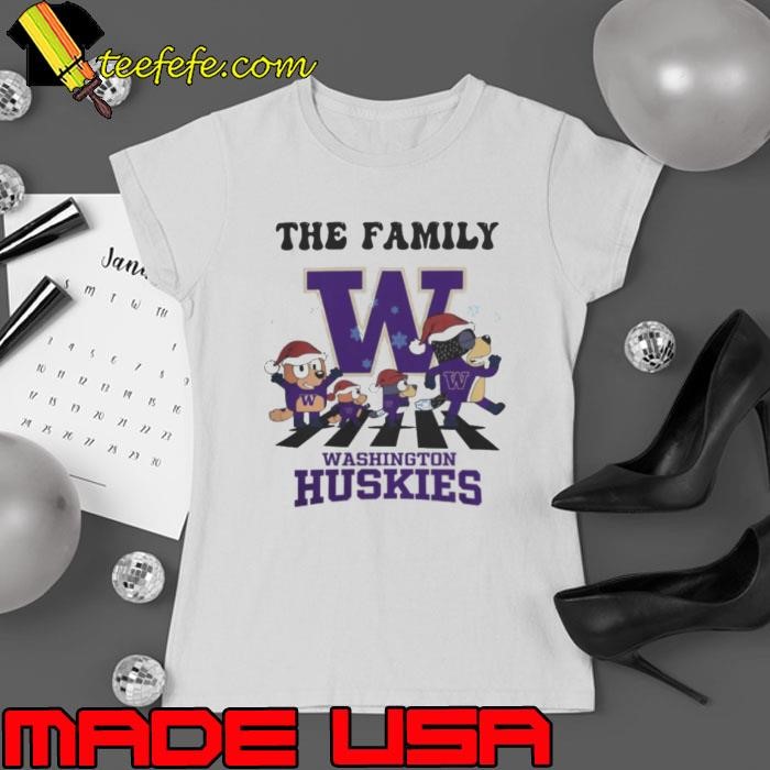 Nice Washington Huskies X Family Bluey Merry Christmas 2024 Ladies tee