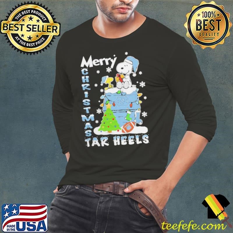 North Carolina Tar Heels Snoopy And Woodstock Merry Christmas Shirt