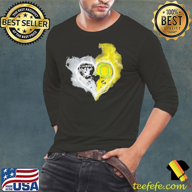 Oakland Raiders vs Oregon Ducks skull love shirt